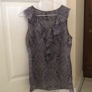 Ann Taylor ruffle paisley blouse